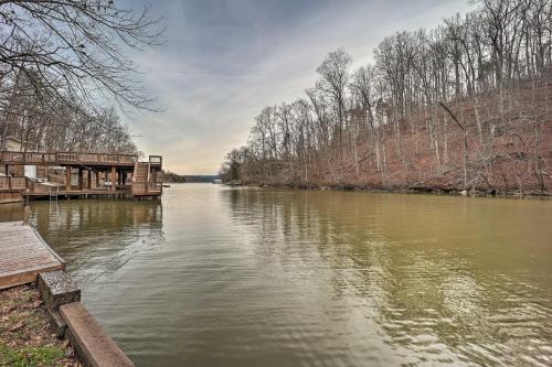 a view of a river with a bridge and trees at Relaxing Retreat with Private Dock on Claytor Lake! in Dublin