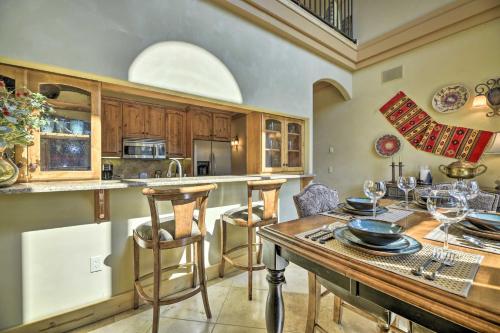 a kitchen with a table and chairs and a counter at Riverfront South Fork Abode with Views Fish and Hike in South Fork