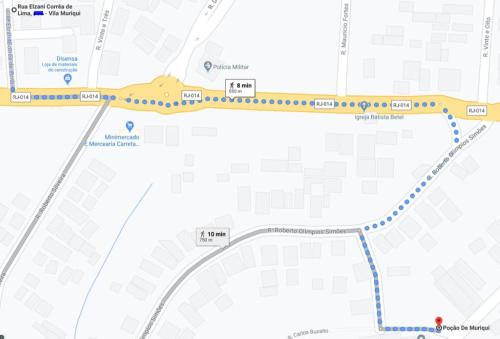 a map of the proposed route of the freeway at Casa Costa Verde-Muriqui in Vila Muriqui