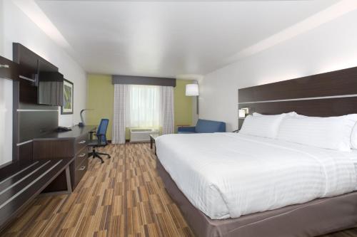a hotel room with a large bed and a television at Holiday Inn Express & Suites Lincoln I - 80 by IHG in Lincoln