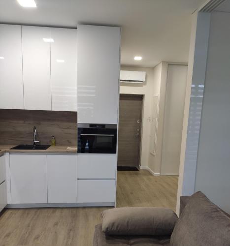 Kuchyň nebo kuchyňský kout v ubytování Apartment Ainiai