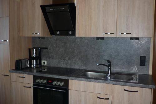 a kitchen with a sink and a stove at Kreidl in Tux