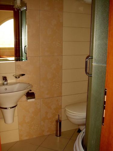 a bathroom with a toilet and a sink at Apartments Odalović in Bijela