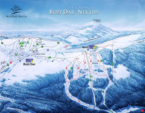 a map of a ski resort in the snow at Boží Dar 95 in Boží Dar
