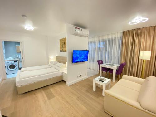 Posteľ alebo postele v izbe v ubytovaní Steiner Residences Vienna Vorgartenstrasse