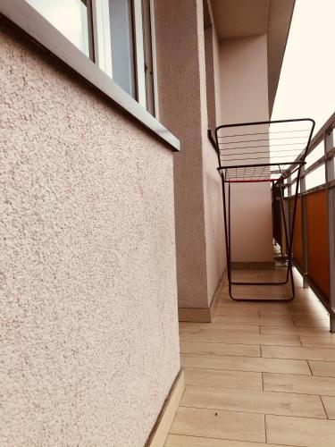a empty hallway with a bench in a building at SOLE in Żary