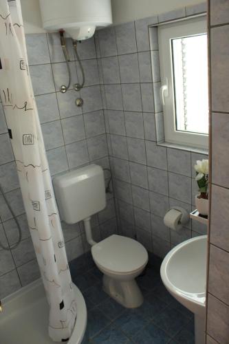 a bathroom with a toilet and a sink at Apartments Kampor Damira in Rab