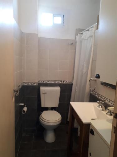een kleine badkamer met toilet en wastafel bij Departamento 2 ambientes en MIRAMAR in Miramar