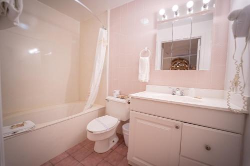 a bathroom with a sink and a toilet and a bath tub at Dockside Inn & Resort in Fort Pierce