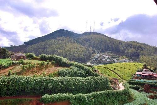 a view of a mountain with a town on a hill at Cottage San Francesco in Nuwara Eliya