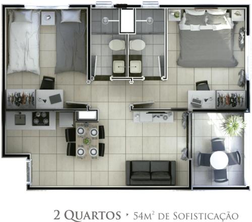 a floor plan of a small apartment at SALINAS EXCLUSIVE RESORT in Salinópolis