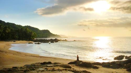 a person standing on a beach near the ocean at Anamaya Resort in Montezuma