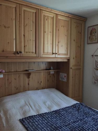 Schlafzimmer mit Holzschränken und einem Bett in der Unterkunft Apartment in Borca di Cadore in Borca di Cadore