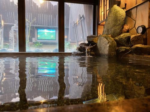 a pool of water in a room with a television at Dormy Inn Akihabara in Tokyo