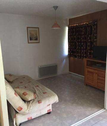 a bedroom with a bed and a tv in it at bel appartement du sancy in Le Mont-Dore