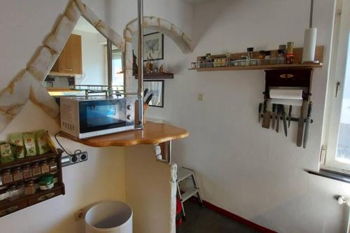 kuchnia z blatem z kuchenką mikrofalową w obiekcie Quiet apartment close to town w Villach
