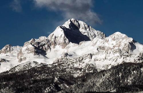 a mountain with snow on it at PR`Cajhn in Radovljica