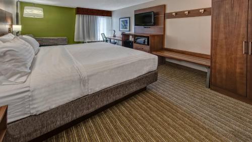 a hotel room with a bed and a flat screen tv at Holiday Inn Express Memphis Medical Center - Midtown by IHG in Memphis