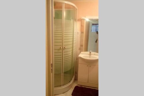 a bathroom with a shower and a sink at Appartement de Standing en Martinique in Schœlcher