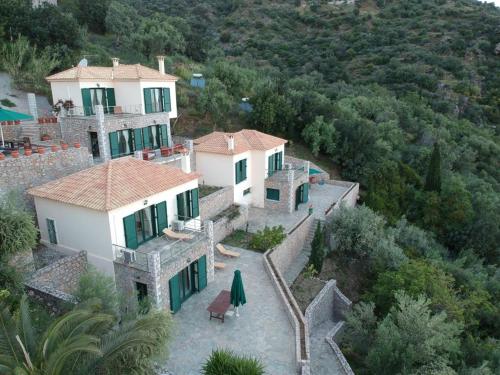 an aerial view of a house on a hill at Kissakas Villas in Leonidio