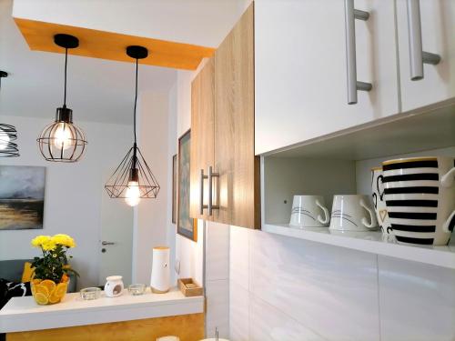 A cozinha ou cozinha compacta de Apartman Mia