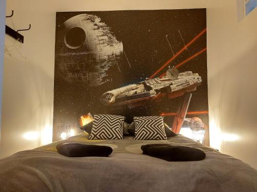 Posezení v ubytování Appartement Cinéma vidéo-projecteur et garage