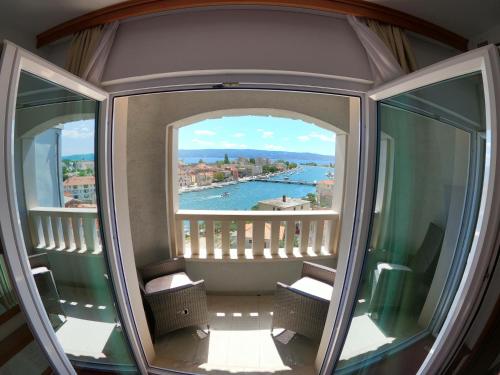 a view from the balcony of a cruise ship at Hotel Villa Dvor in Omiš