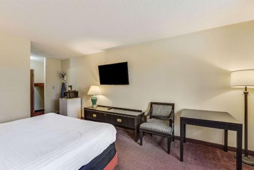 Televisyen dan/atau pusat hiburan di Econo Lodge Whitehall near Michigan's Adventure