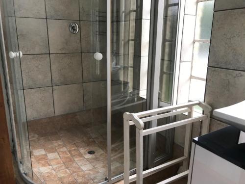eine Dusche mit Glastür im Bad in der Unterkunft Blooming Nice Stay in Harrismith