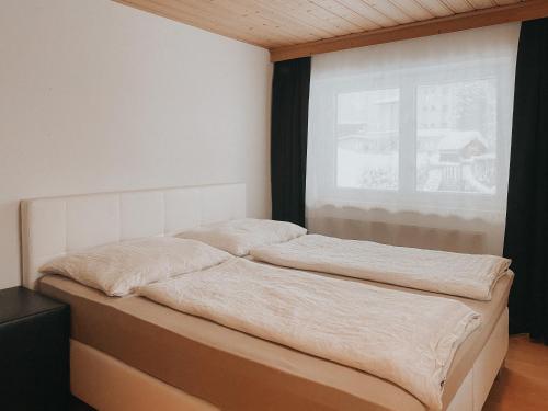 two beds in a bedroom with a window at Apartment Lina in Achenkirch