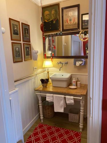 a bathroom with a sink and a mirror at B&B Binot in Carmagnola