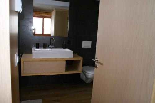 un bagno con lavandino e WC di Perle des Alpes, Bettmeralp, Switzerland a Bettmeralp