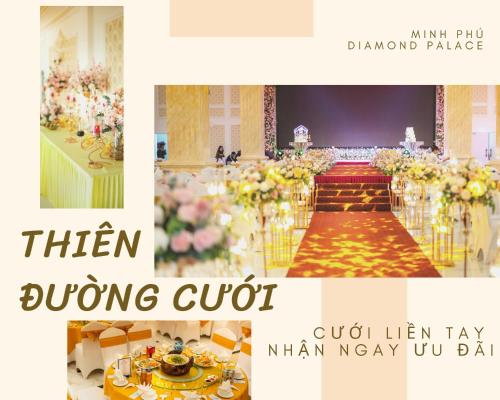 a picture of a banquet hall with flowers and tables at Khách sạn Minh Phú Diamond Palace in Diễn Châu