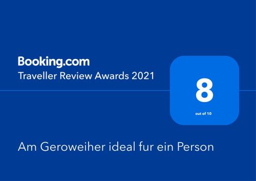 Certificado, premio, señal o documento que está expuesto en Geroweiher Doppelbettzimmer Mönchengladbach-Stadtmitte