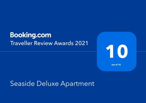 Seaside Deluxe Apartment tesisinde sergilenen bir sertifika, ödül, işaret veya başka bir belge