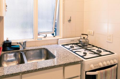 a kitchen with a stove and a sink at Best View Puerto Madero in Buenos Aires
