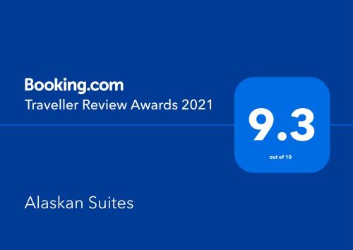 a screenshot of a cell phone with thezawegian review awards at Alaskan Suites in Homer