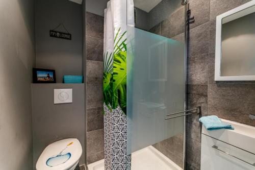 a bathroom with a toilet and a shower at TAMARIS AP4206 By Riviera Holiday Homes in Nice