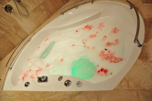 a toilet bowl filled with blood and debris at Vigo Grand Hotel in Ploieşti