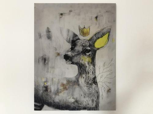 a painting of a deer with a crown on its head at Residence Aurora in Lavarone