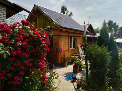 
a house that has a garden and some plants at Gostevoy Dom Zakharovykh in Suzdal
