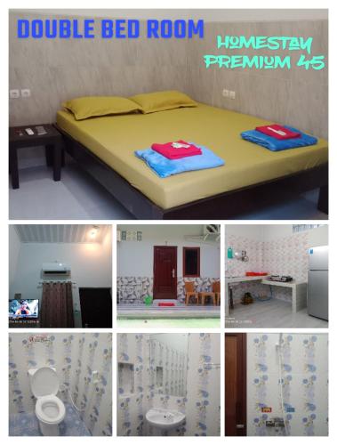 a collage of photos of a bed room and a bedroom at Homestay Premium 45 in Jepara