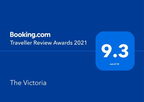 A certificate, award, sign, or other document on display at The Victoria 