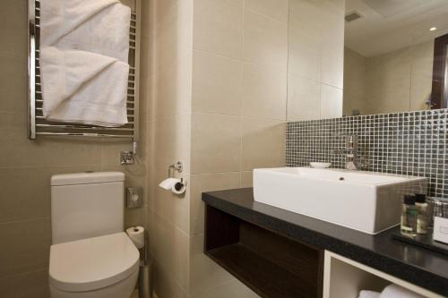 a bathroom with a white sink and a toilet at Hotel du Vin Cannizaro House Wimbledon in London