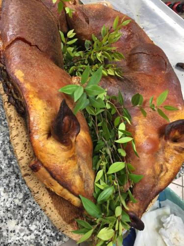 a thanksgivinggiving turkey with herbs on top of it at Agriturismo S'Ispiga in Cuglieri