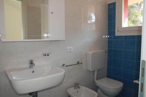リド・ディ・イエゾロにあるVillaggio Solveig Family Apartmentsのバスルーム(洗面台、トイレ、鏡付)