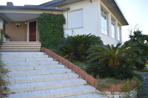 a house with stairs and plants in front of it at B&B Tra Mare e Marmo in Marina di Carrara