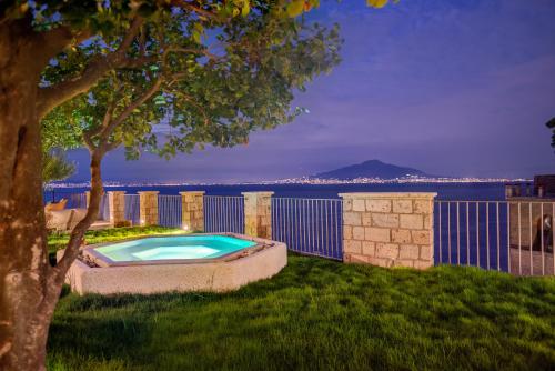 ein Pool im Garten mit einem Baum in der Unterkunft Amore Rentals - Villa Galidia in Sorrent