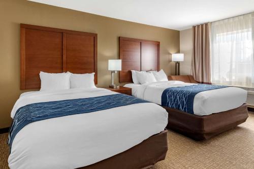 a hotel room with two beds and a window at Comfort Inn & Suites Texas Hill Country in Boerne