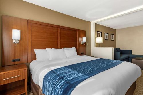 a hotel room with a large bed and a couch at Comfort Inn & Suites Texas Hill Country in Boerne